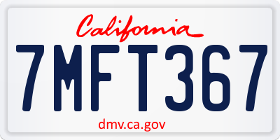 CA license plate 7MFT367