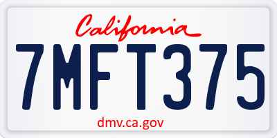 CA license plate 7MFT375