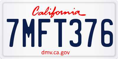CA license plate 7MFT376