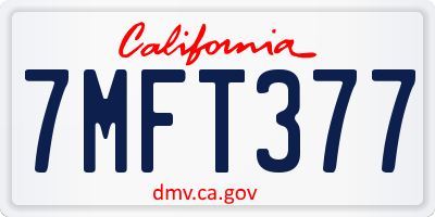 CA license plate 7MFT377