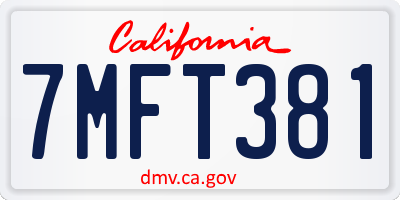 CA license plate 7MFT381