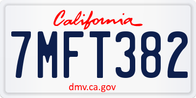 CA license plate 7MFT382