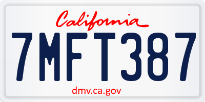 CA license plate 7MFT387