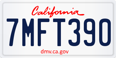 CA license plate 7MFT390