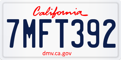 CA license plate 7MFT392