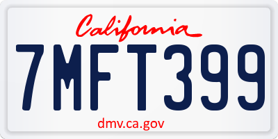 CA license plate 7MFT399