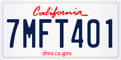 CA license plate 7MFT401
