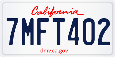CA license plate 7MFT402