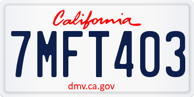 CA license plate 7MFT403
