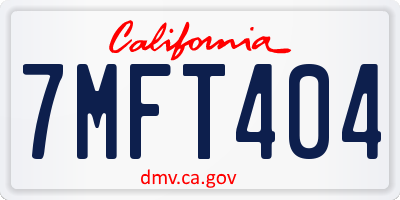 CA license plate 7MFT404