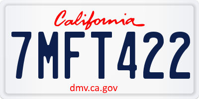 CA license plate 7MFT422