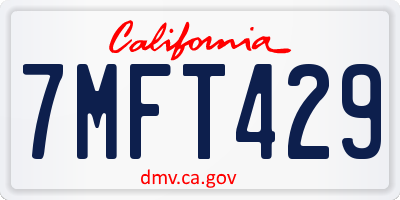 CA license plate 7MFT429