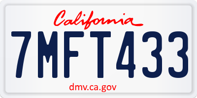 CA license plate 7MFT433