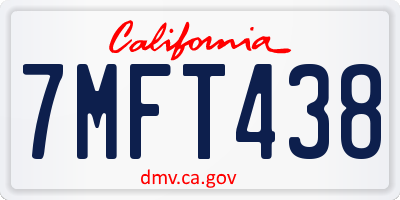 CA license plate 7MFT438