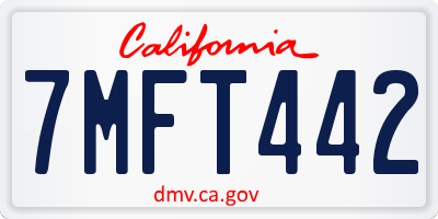 CA license plate 7MFT442