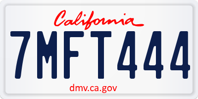 CA license plate 7MFT444