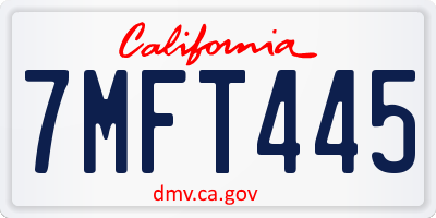 CA license plate 7MFT445