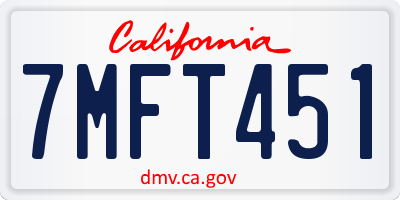 CA license plate 7MFT451