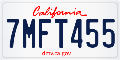CA license plate 7MFT455