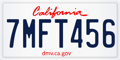CA license plate 7MFT456