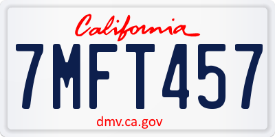 CA license plate 7MFT457