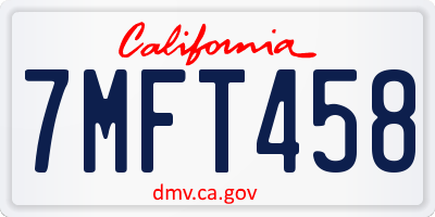 CA license plate 7MFT458