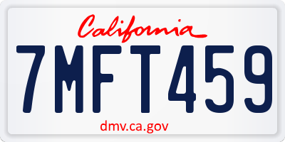 CA license plate 7MFT459