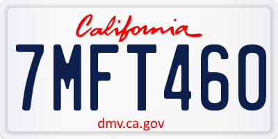 CA license plate 7MFT460