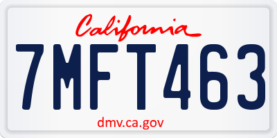 CA license plate 7MFT463