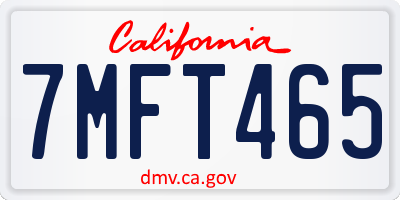 CA license plate 7MFT465