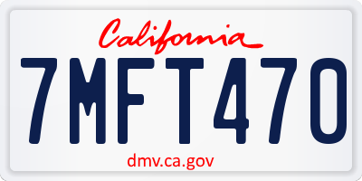 CA license plate 7MFT470
