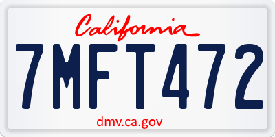 CA license plate 7MFT472