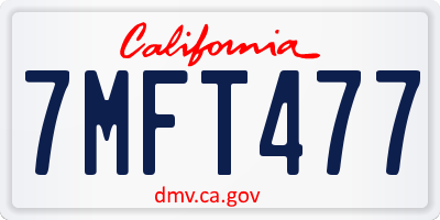 CA license plate 7MFT477