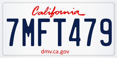 CA license plate 7MFT479