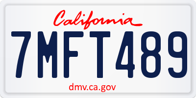 CA license plate 7MFT489