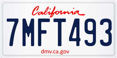 CA license plate 7MFT493