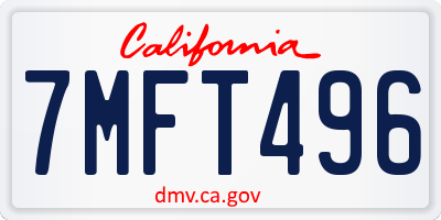 CA license plate 7MFT496