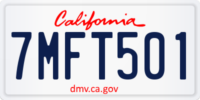 CA license plate 7MFT501