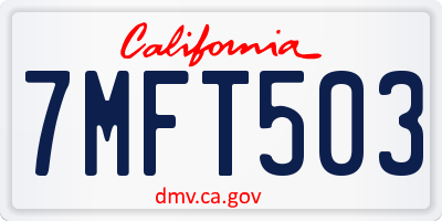 CA license plate 7MFT503