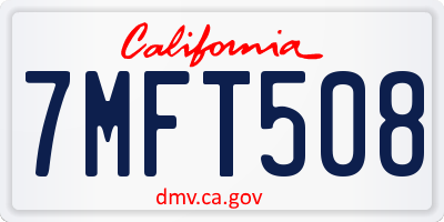 CA license plate 7MFT508