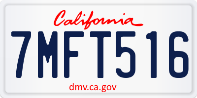 CA license plate 7MFT516