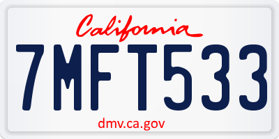 CA license plate 7MFT533