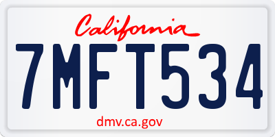 CA license plate 7MFT534