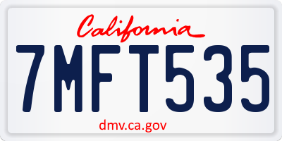 CA license plate 7MFT535