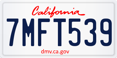 CA license plate 7MFT539