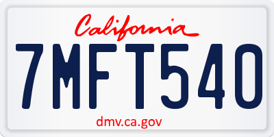 CA license plate 7MFT540