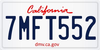 CA license plate 7MFT552