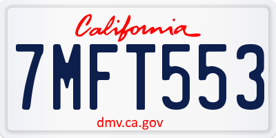 CA license plate 7MFT553