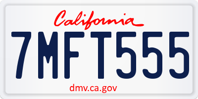 CA license plate 7MFT555