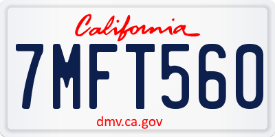 CA license plate 7MFT560